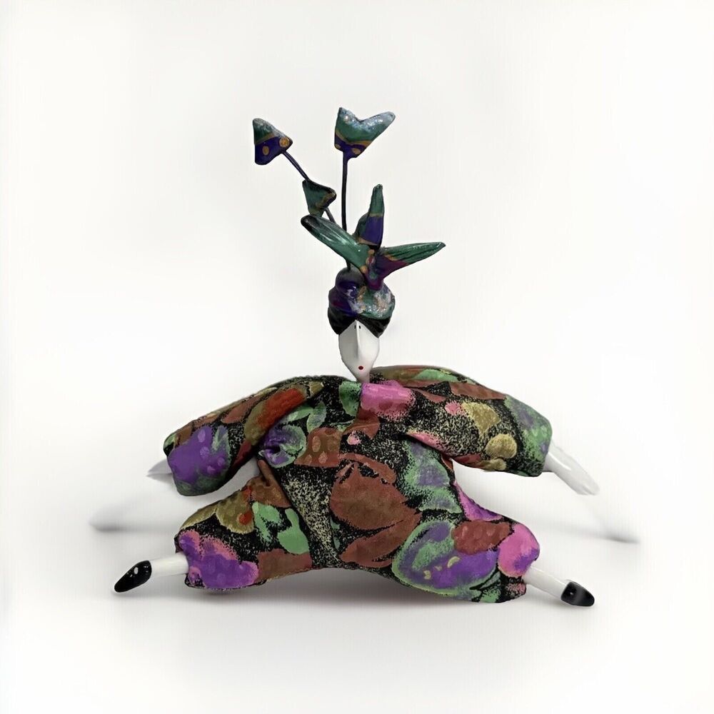 Vintage Poupee France Millet Cerri Art Doll Lady Clown Hat 9” Porcelain